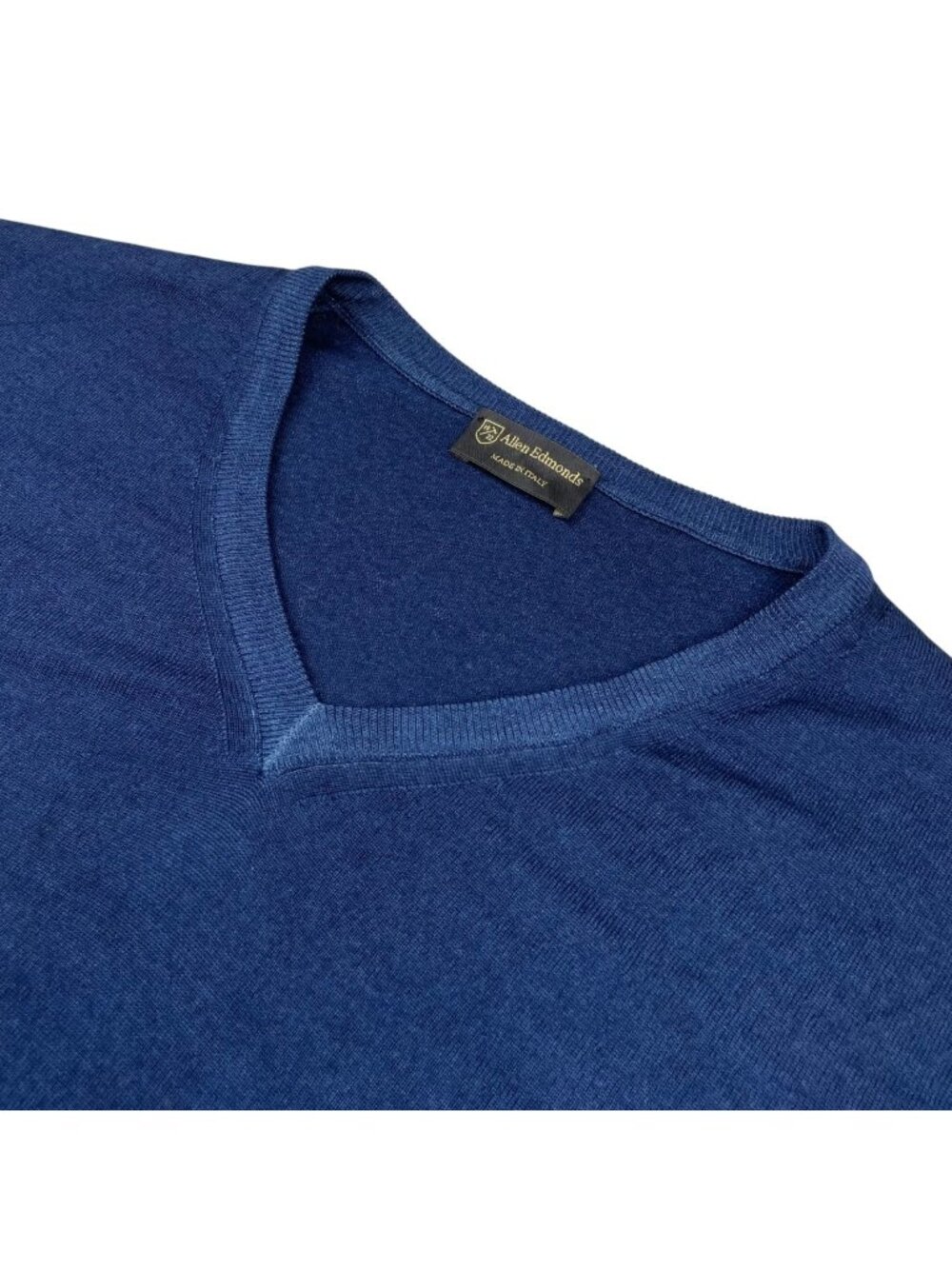 Allen Edmonds Men's 100% Wool V-Neck Pullover Sweater Blue • Italy • XL
